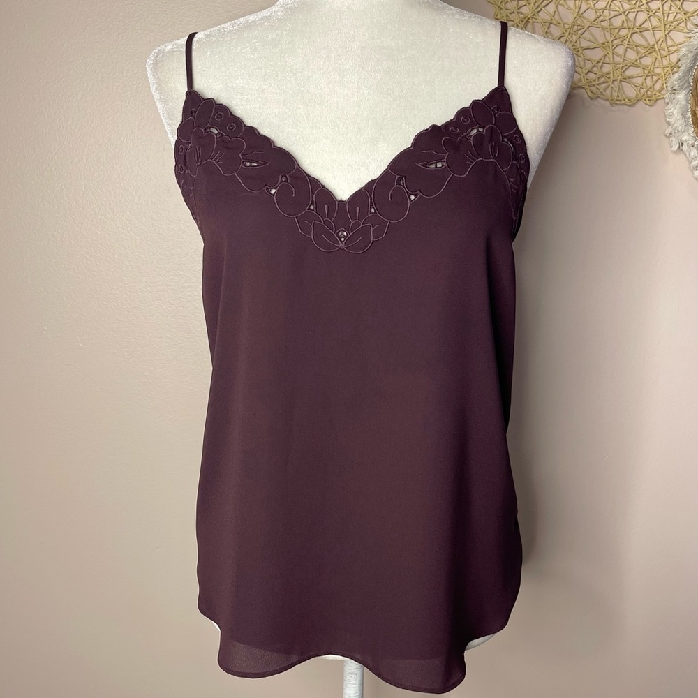 BABATON Aritzia Embroidered Lace Everly Camisole Deep Purple Tank Top XS